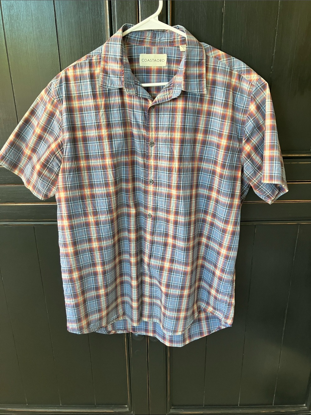 Coastaro Short-Sleeve Plaid Button-Down Shirt - Blue & Red